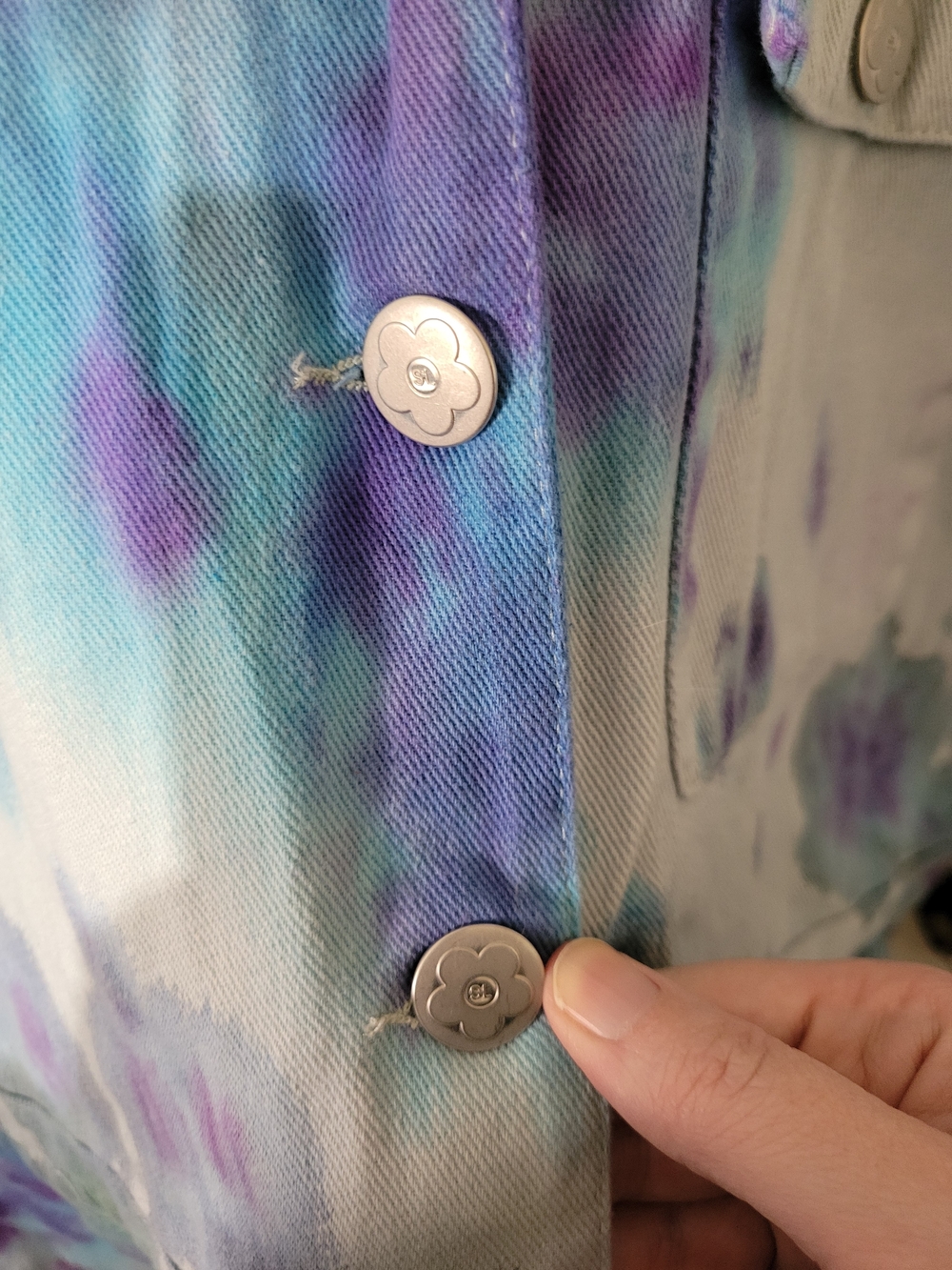 Sandy Liang Tie-Dye Jumpsuit in Aqua, Purple & Blue - Picture 3 of 4
